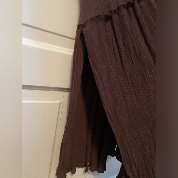 157- Brown V Neck Tiered Maxi Dress - Picture 8 of 12